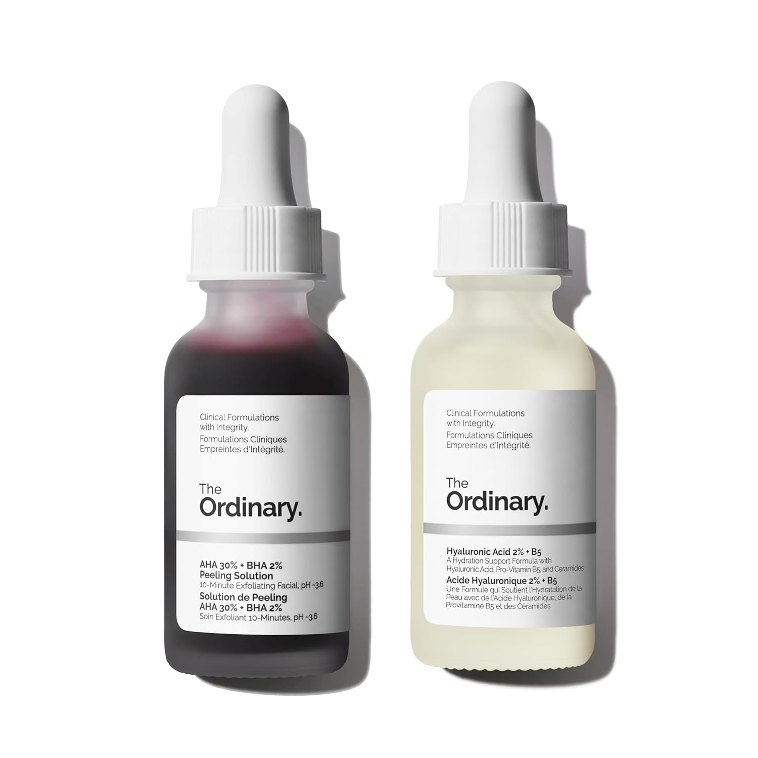 The Ordinary Bright & Hydrated Skincare Duo Set – AHA 30% + BHA 2% Peeling Solution & Hyaluronic Acid 2% + B5 – Exfoliates, Hydrates & Targets Blemishes – 1 Fl Oz Each, Vegan & Cruelty-Free
