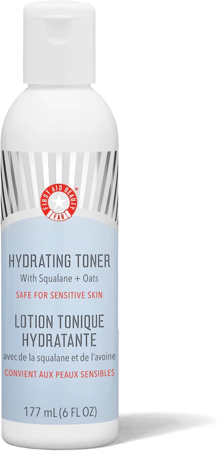 Hydrating Toner with Squalane and Oats, Naturual Wild Oat Skin Calming Toner, Helps Reduce Lines & Wrinkles, Safe for Sensitive Skin, Alcohol-Free Balanced Hydration, 6 oz