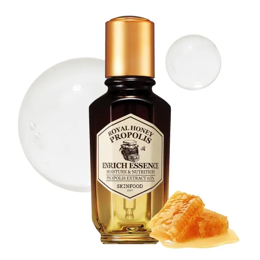 SKINFOOD Royal Honey Propolis Enrich Essence - 63% Black Bee Propolis & 10% Royal Jelly Extract Face Serum - Propolis Serum for Skin - 1.69 Fl - Oz - (50mL)