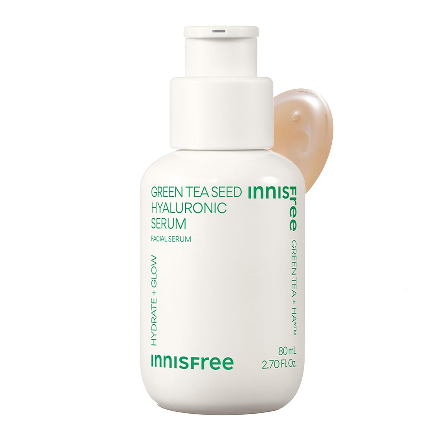 Innisfree Green Tea Seed Hydrating Serum with Hyaluronic Acid & Niacinamide, Korean Face Serum for Glow 2.71 fl oz / 80 ml