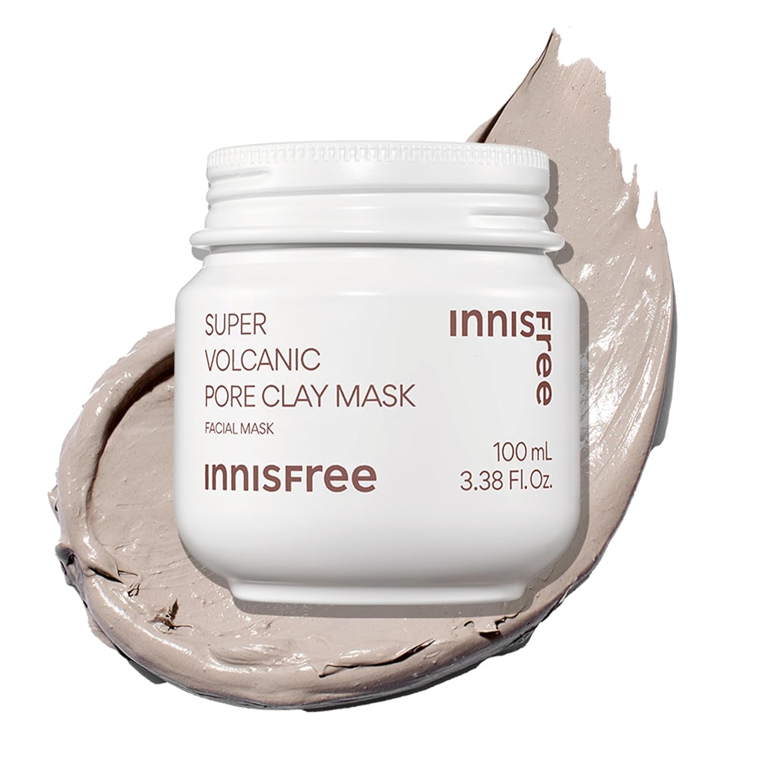 Innisfree Super Volcanic Clay Mask, Premium Korean Skincare with AHA and Natural Clusters for Deep Pore Detox, Gentle Exfoliation, Oil Control 3.38 oz - / 100mL
