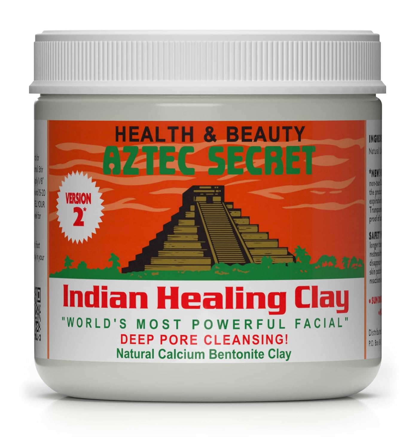 Indian Healing Clay 1 lb – Deep Pore Cleansing Facial & Body Mask – The Original 100% Natural Calcium Bentonite Clay – New Version 2 16 Ounce (Pack of 1)