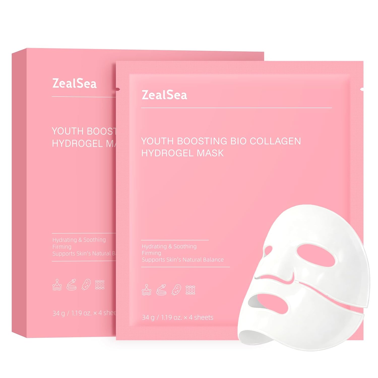 Bio Collagen Wrapping Hydrogel Face Mask, Overnight Jelly Gel Sheet Mask for Glass Skin, Deep Hydration, Pore Care, Elasticity Improvement, Firming, Advanced Facial Skincare Solution, 4 Pack Bio Collagen 4 count