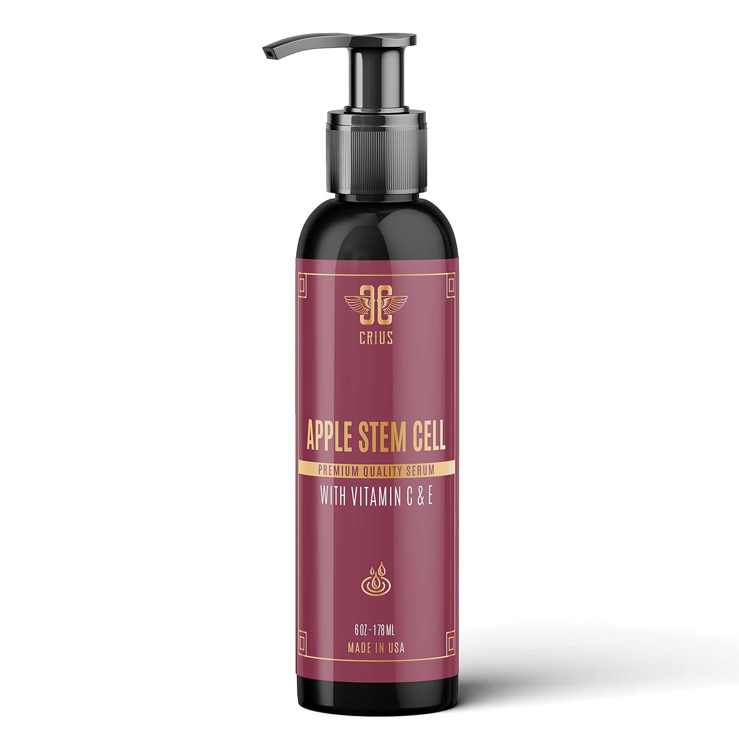 Apple Stem Cell Face Serum with Hyaluronic Acid and Vitamin C, Skin Rejuvenation and Rehydration, 6 Oz - 6 Ounce (Pack of 1)