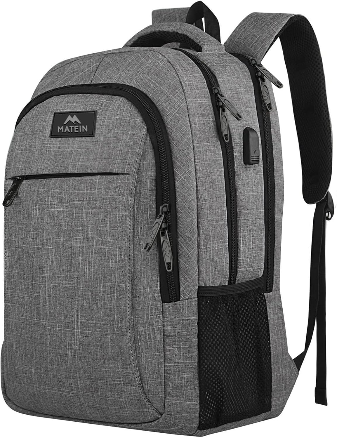Travel Laptop Backpack, Business Anti Theft Slim Sturdy Laptops Backpack with USB Charging Port, Water Resistant College School Computer Bag Gift for Men & Women Fits 15.6 Inch Notebook, Grey 15.6 Inch Austere Grey