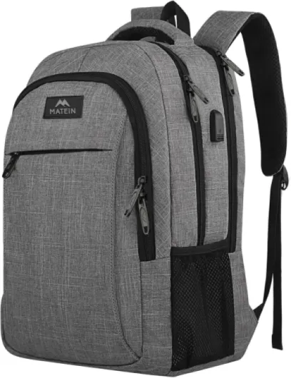 Travel Laptop Backpack, Business Anti Theft Slim Sturdy Laptops Backpack with USB Charging Port, Water Resistant College School Computer Bag Gift for Men & Women Fits 15.6 Inch Notebook, Grey 15.6 Inch Austere Grey