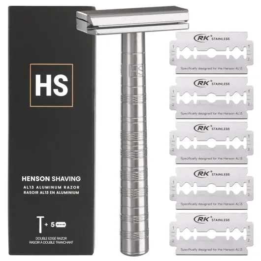 Razor - Aluminum Double Edge Safety Razor with 5 Spare Blades - 30° Angled Precision With Superior Blade Rigidity- Reusable Single Blade Razors For Men and Women - Mild Aggression Aircraft Aluminum