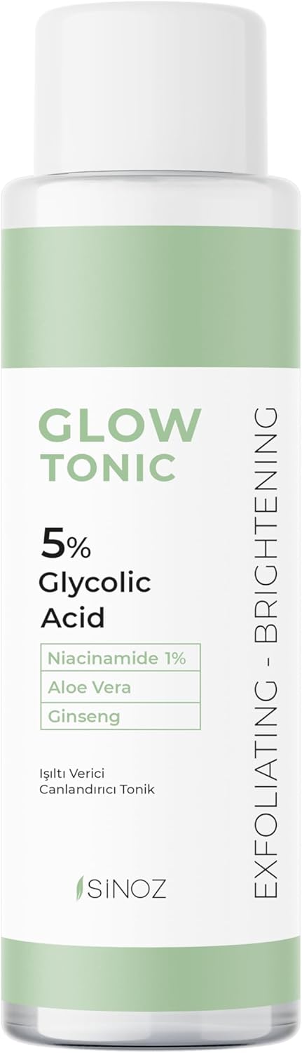 Sinoz Glow Tonic - Pore Tightening, Exfoliating & Purifying - with Salicylic Acid, Niacinamide, Aloe Vera & Ginseng - Reduces Pores, Shine & Blackheads - Serum-Effective Formula - 200 ml