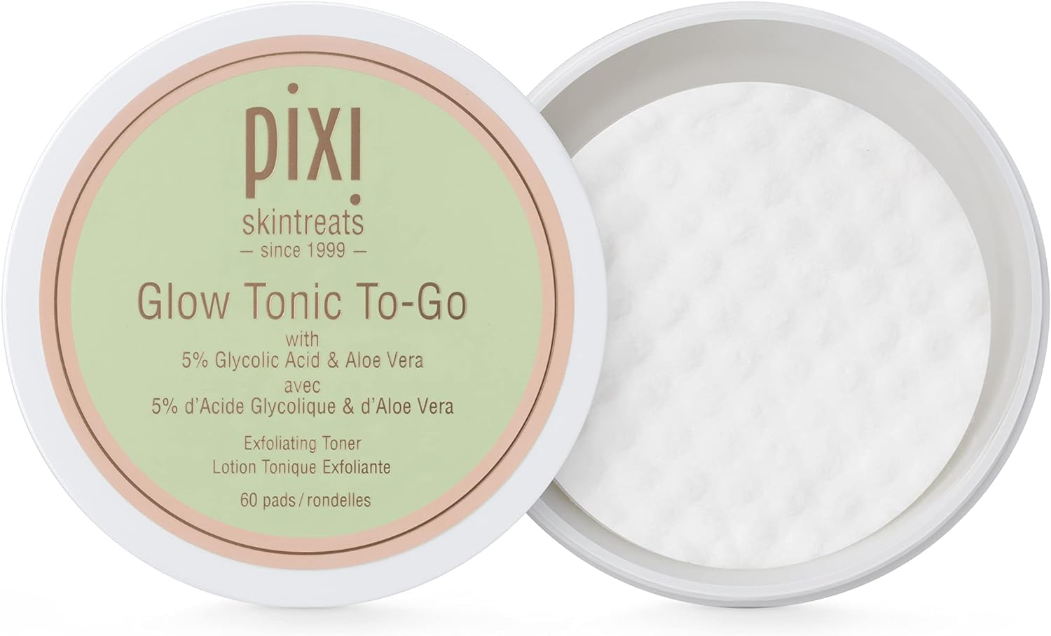 Glow Tonic to-Go - Gentle and Balancing Exfoliating Toner - Glycolic Acid Pads for Radiant Skin and Daily Brightening - Alcohol-Free Formula Face Exfoliator - 60 Pads