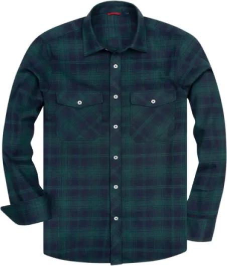 Alimens & Gentle Men's Button Down Regular Fit Long Sleeve Plaid Flannel Casual Shirts Green Navy Plaid X-Large