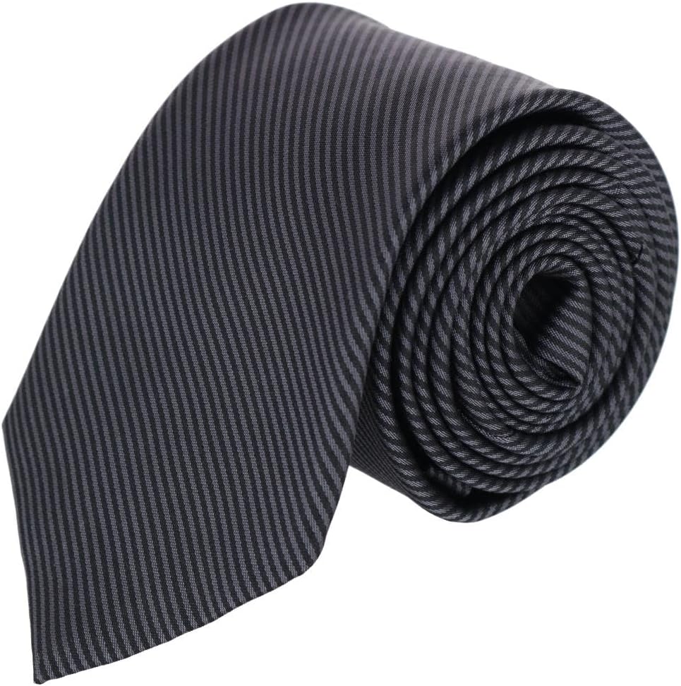 Men's Leyton Big and Tall Diagonal Lined Tone on Tone Silk Necktie Graphite