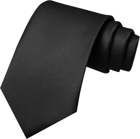 Solid Color Tie Mens Necktie for Business and Wedding Black