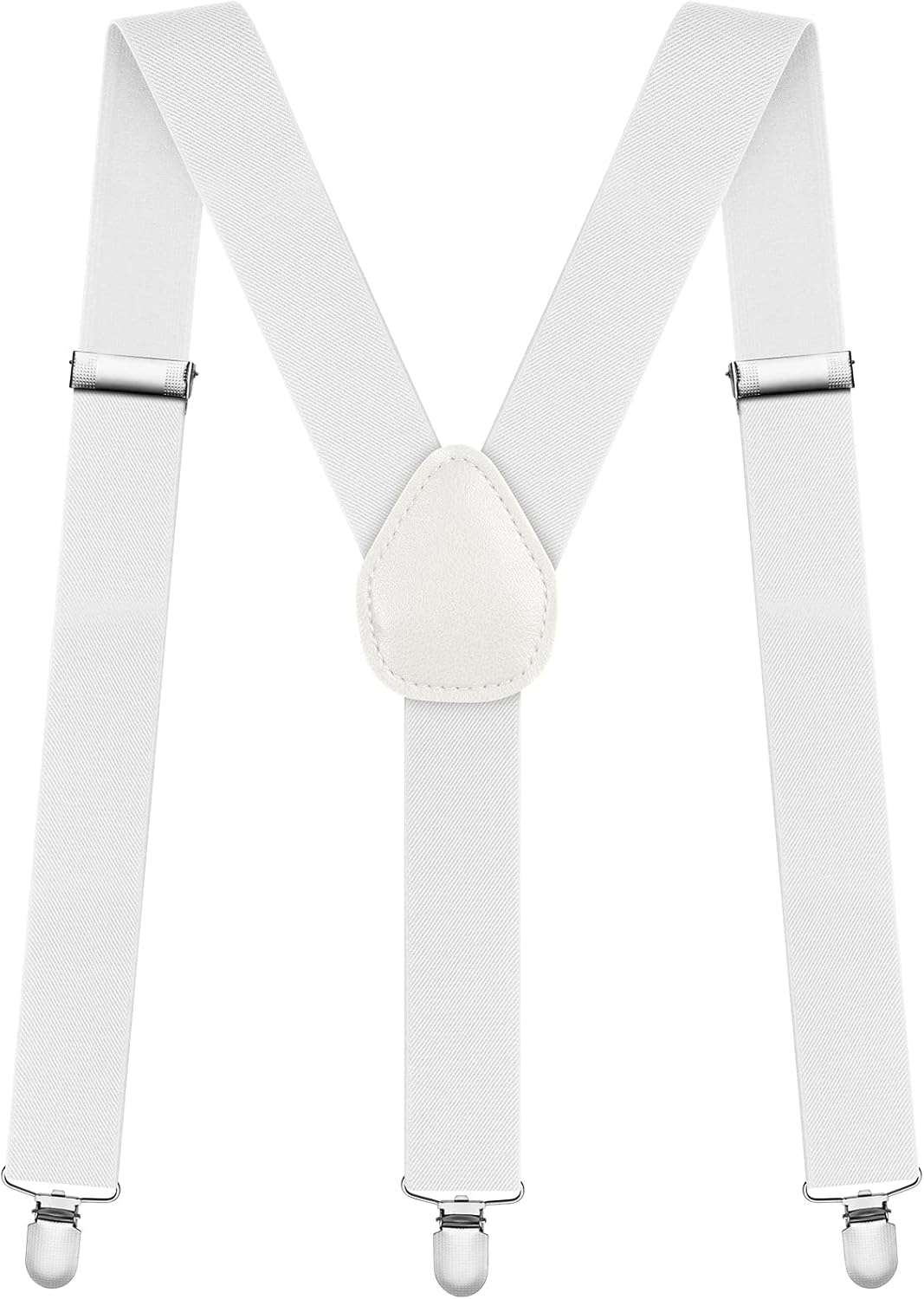 AOMIG Men's Braces with Strong Metal Clips, 3.5cm Wide Heavy Duty Suspenders 3 Clips-y Shape-white