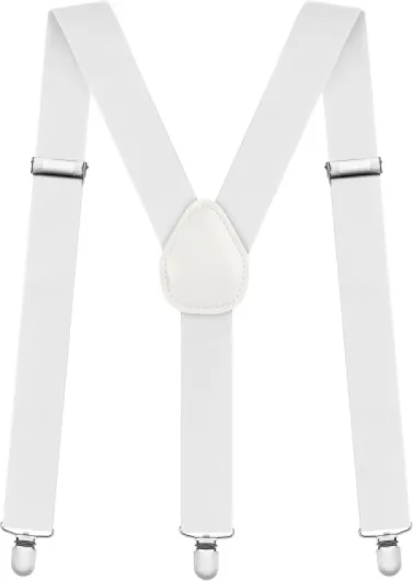 AOMIG Men's Braces with Strong Metal Clips, 3.5cm Wide Heavy Duty Suspenders 3 Clips-y Shape-white