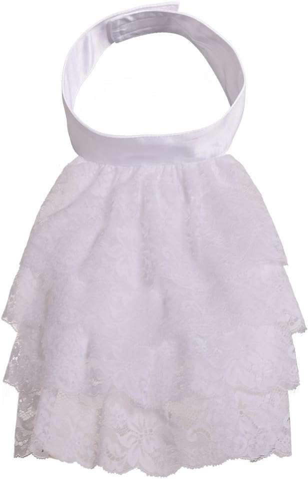 Colonial Lace Jabot Cuffs Set Costume Accessory Big White Jabot