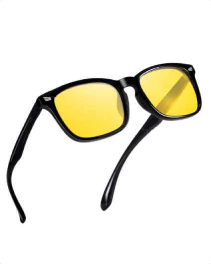 Polarized Night Vision Glasses for Men Women, Trendy Yellow Lens Glasses for Night Driving, UV400 Protection A01 Black Frame/Night Vision Glasses