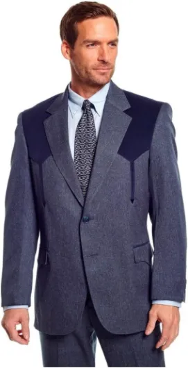 Black Polyester Swedish Knit Blazer by Circle S 56 Big Tall Heather Navy