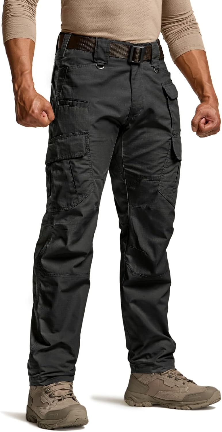 Men's Tactical Pants, Water Resistant Ripstop Cargo Pants, Lightweight EDC Work Hiking Pants, Outdoor Apparel Duratex Mag Pocket Black 40W x 34L