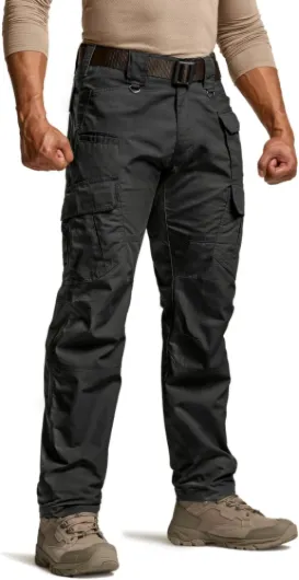 Men's Tactical Pants, Water Resistant Ripstop Cargo Pants, Lightweight EDC Work Hiking Pants, Outdoor Apparel Duratex Mag Pocket Black 40W x 34L