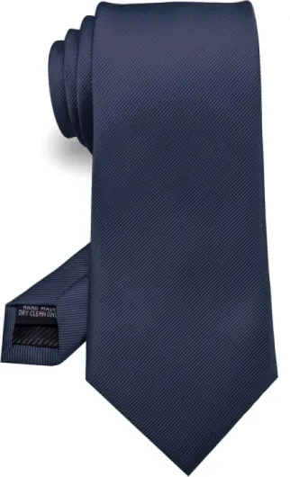 Solid Color Tie Formal Necktie for Men Navy Blue