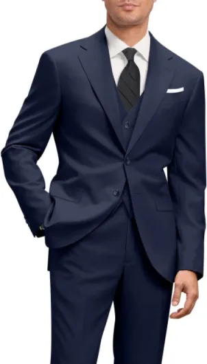 Men's Slim Fit 3 Piece Suit Two Button Business Wedding Dress Tux Suit Set Jacket Vest Pants with Tie Small Navy