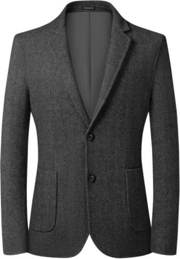 Mens Herringbone Tweed Blazer Vintage Wool Blend Sport Coat Jacket 2 Button Casual Wedding Groomsmen Prom Suit Gray 3X-Large