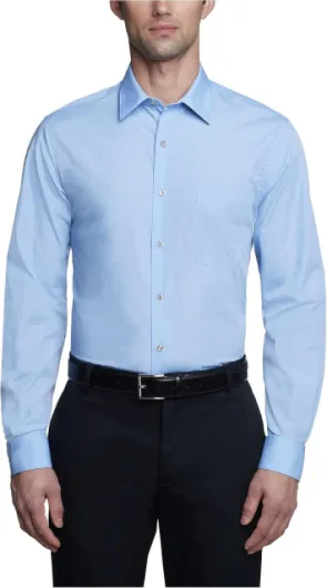 Men's Dress Shirt Fitted Poplin Solid 16.5" Neck 34"-35" Sleeve Cameo Blue
