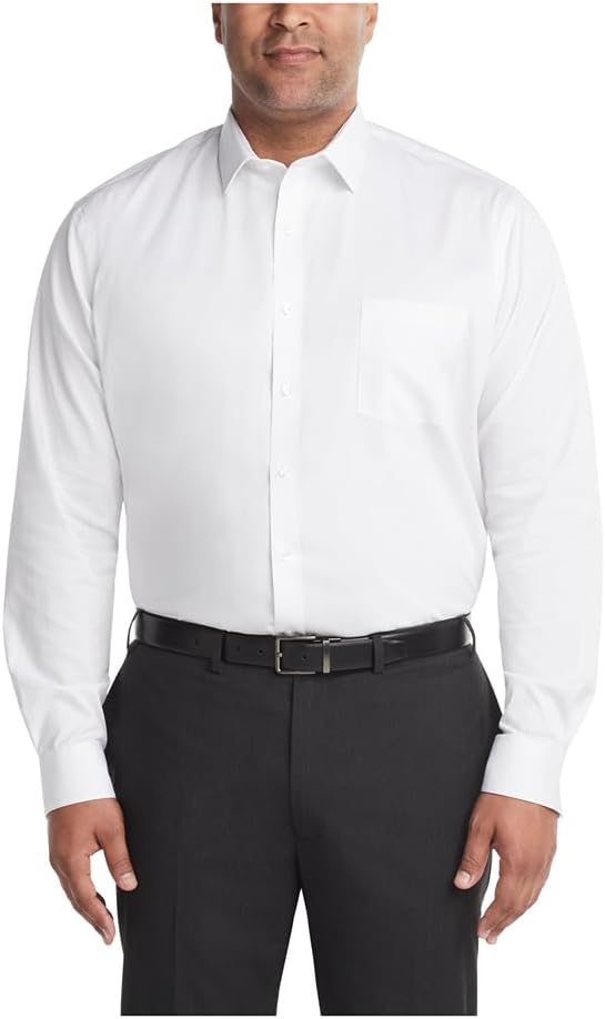 Men's Tall Fit Ultra Wrinkle Free Flex Collar Stretch Dress Shirt (Big & Tall) 20" Neck 35"-36" Sleeve White