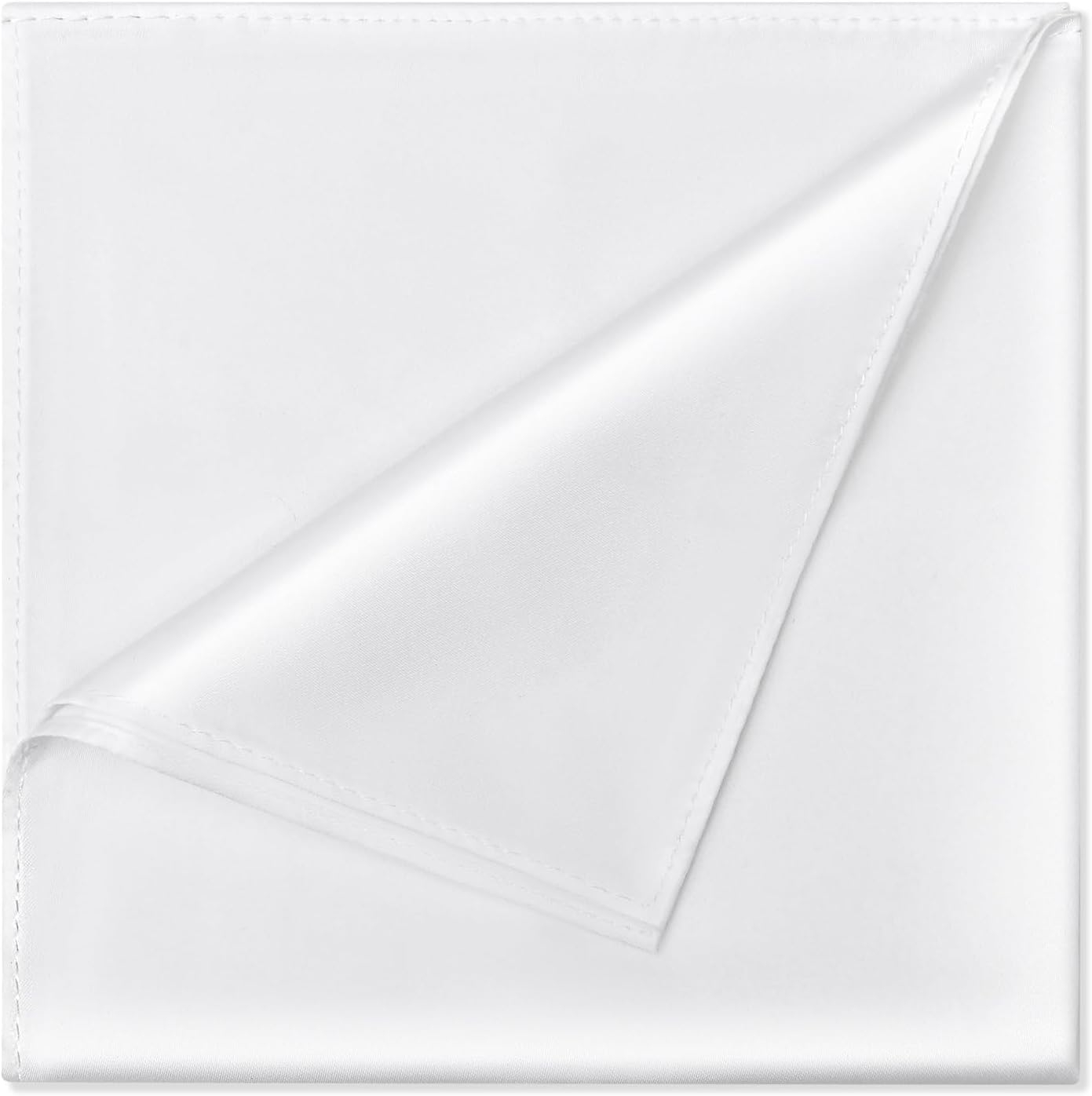 Satin Pocket Square for Men, Vegan Silk Suit Handkerchief White