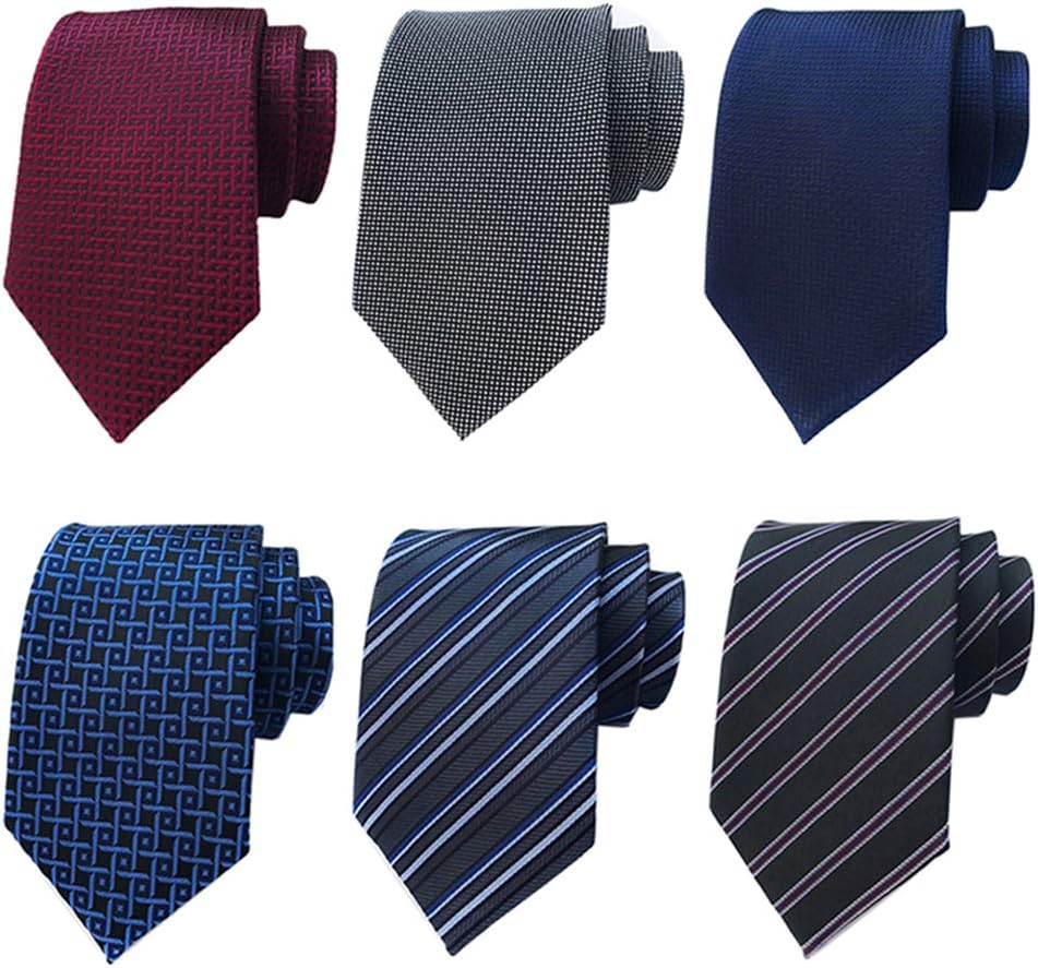 Men's Necktie Classic Silk Tie Woven Jacquard Neck Ties 6 PCS Black, Blue, Dark Blue, Red, Grey, Navy