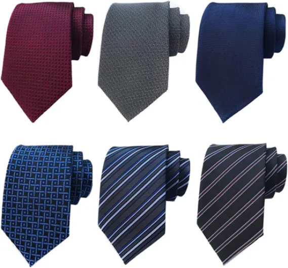 Men's Necktie Classic Silk Tie Woven Jacquard Neck Ties 6 PCS Black, Blue, Dark Blue, Red, Grey, Navy