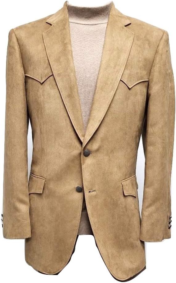 Regular and Big and Tall Classic Microsuede Soft Touch Western Blazer to Size 56 in Short, Regular, and Long Sizes 40 Camel
