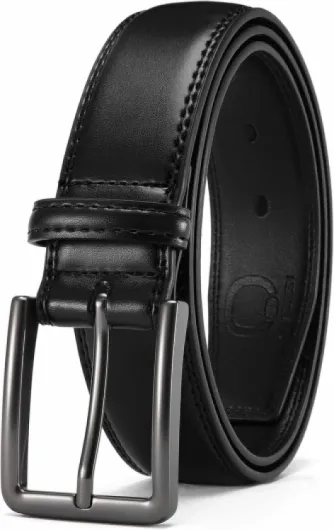 Mens Belt Leather - 1 3/8" Dress Belts for Men - Considerate Gift for Work Business Casual Jeans Black 36 (Fits Waist 34"-35")