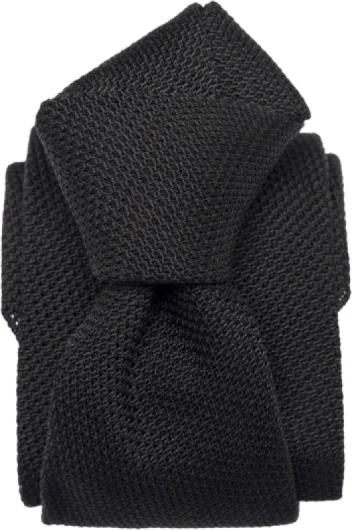 Men's Italian 100% Silk Grenadine Ties - Extra Long - Handmade in Como, Italy Black