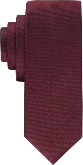 Mens Gingham Pattern Necktie Standard Burgundy Gingham