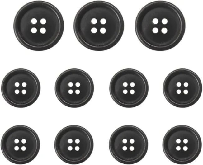 11 Pieces Real Horn Buttons Set for Blazer and Suit, 20mm 15mm Natural Genuine Buffalo Buttons for Men Women's Jacket Coat Uniforms (Black)