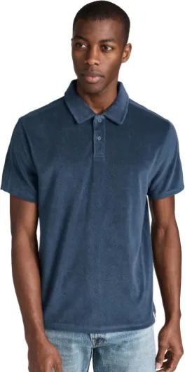Baltic Teal Terry Polo by Fair Harbor Large Navy