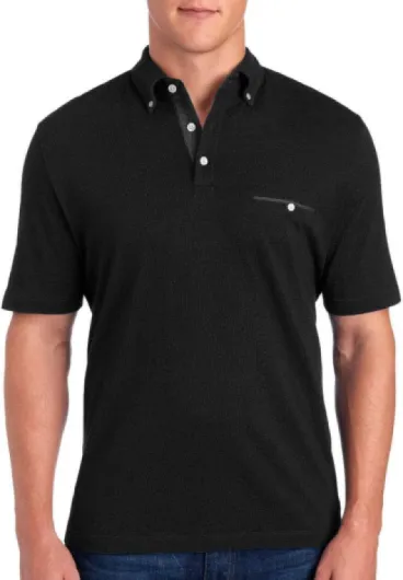 Thomas Dean Mens Short Sleeve Polo Shirt (Black, L) …