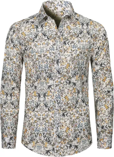 Mens Floral Shirt Casual Button Down Long Sleeve Flower Printed Shirt 100% Cotton 3X-Large C114yellow