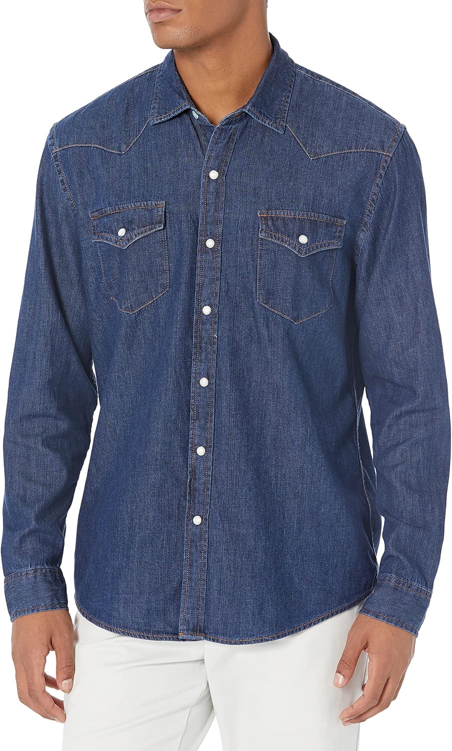 Men's Denim Shirt Long Sleeve - Regular-Fit Denim Shirt X-Large Blue