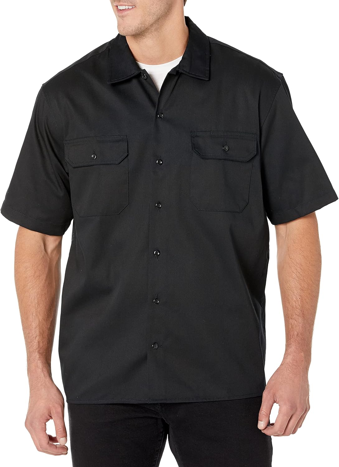 Button Up Shirt for Men, Short-Sleeve, Stain and Wrinkle-Resistant X-Large Black