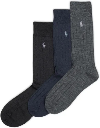 Mens Merino Wool Dress Crew Socks - 3 Pair Pack - Breathable Wool & Heel-toe Reinforcement 6-12.5 Charcoal Heather