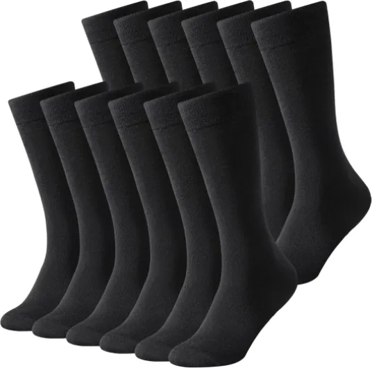 Thin Merino Wool Socks for Men, Mens Black Winter Thermal Wool Dress Crew Hiking Socks 6-12 6pairs-black
