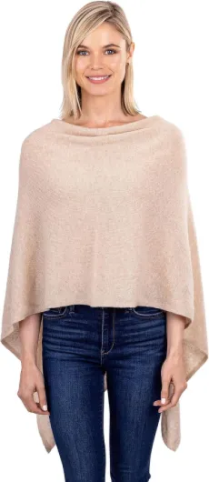 Cashmere Knitted Poncho 100% Mongolian Cashmere Dress Topper for Women Wrap [Gift Box] One Size Camel
