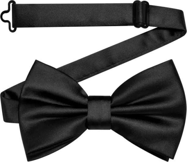 Branduce Solid Color Pre-tied Bow Tie Quality Adjustable Bowtie for Men Party Wedding Black