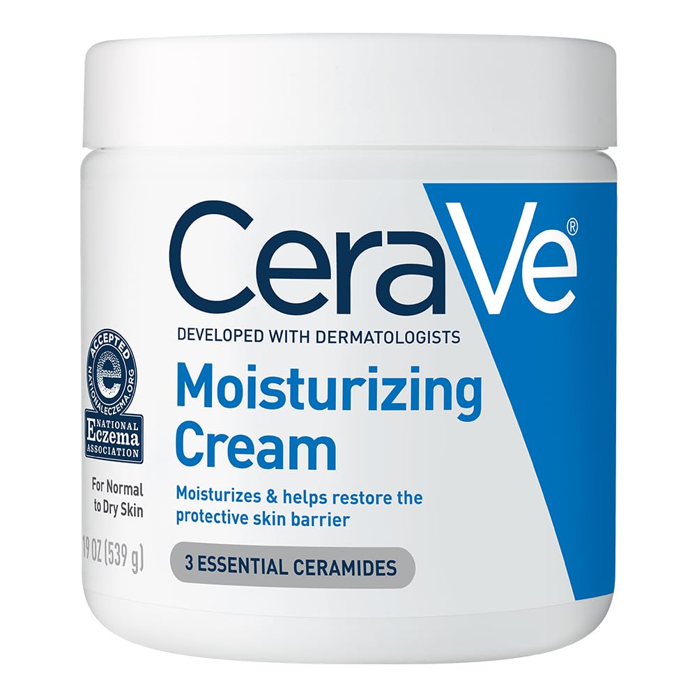 Moisturizing Cream, Body and Face Moisturizer for Dry Skin, Body Cream with Hyaluronic Acid and Ceramides, Daily Moisturizer, Oil-Free, Fragrance Free, Non-Comedogenic, 19 Ounce 19 Ounce (Pack of 1)