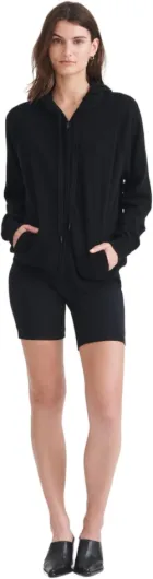 Womens Signature Cashmere Zip Up Hoodie Medium Black