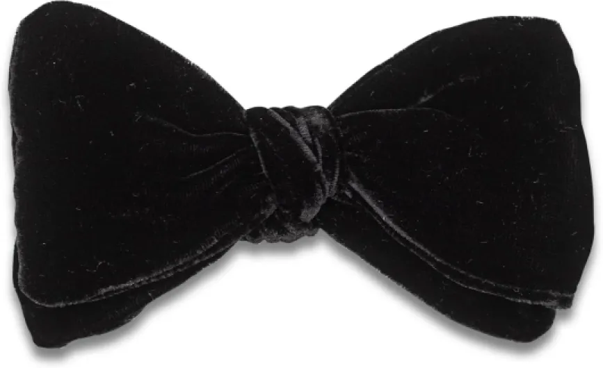 Black Velvet Pre-Tied Bow Tie – Formal Bowtie for Men – 85% Viscose 15% Silk – Handmade in USA – Adjustable Fit for Weddings & Black Tie Events