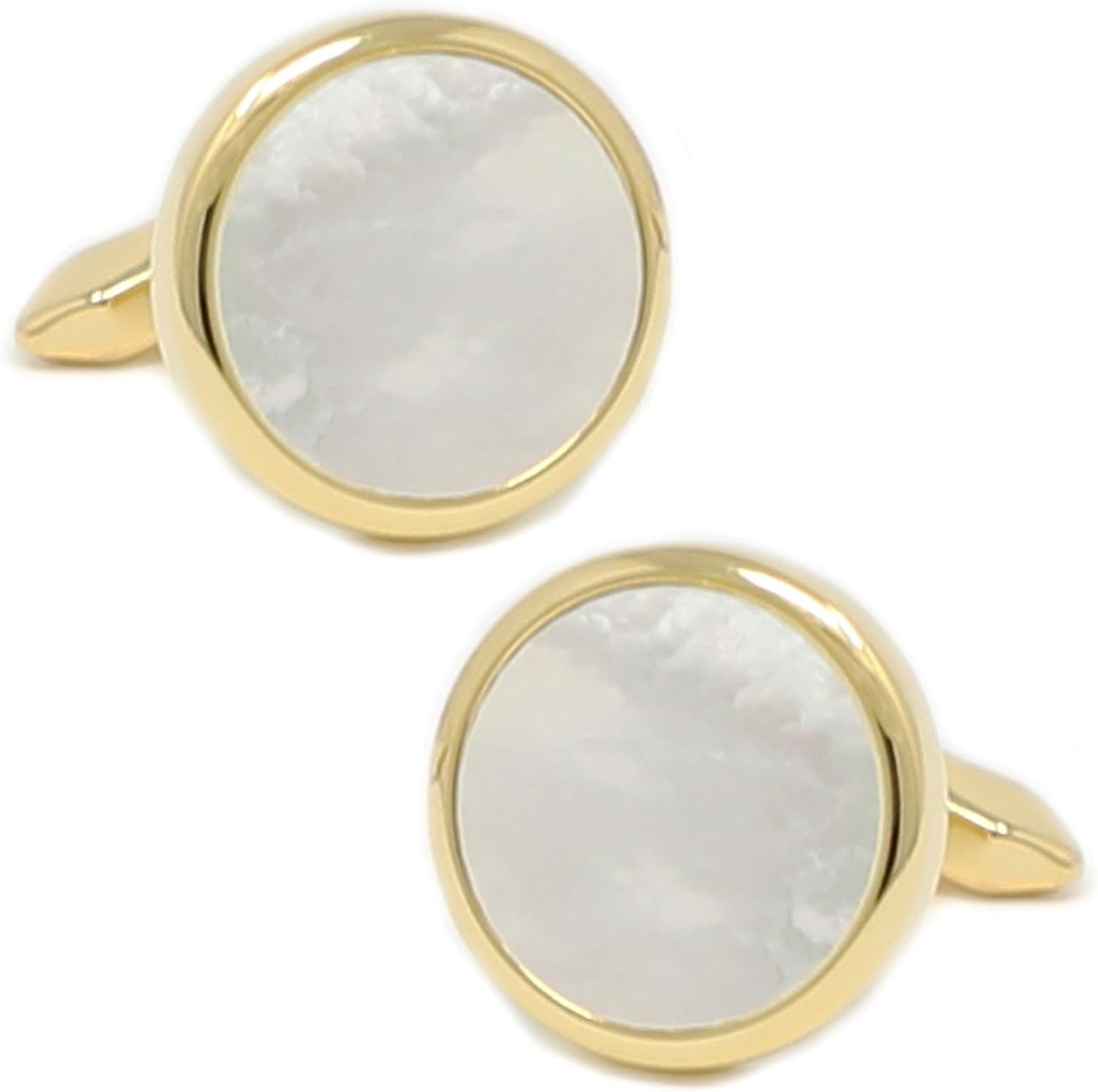 Mother Of Pearl Cufflinks With Box Men Classic White Stone Cuff Links Wedding Groom Gift Round A