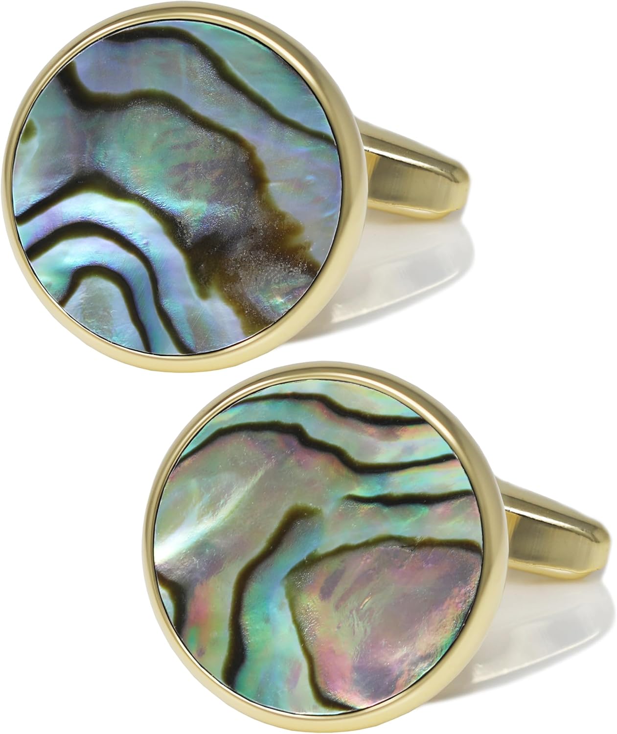 Men Mother Pearl Cufflinks With Box Gold Plated Rim Lapis Cuff Links Wedding Gift Abalone
